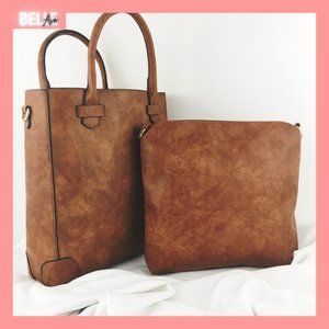 Brown Tote w/ Bonus Crossbody/Misc. Bag